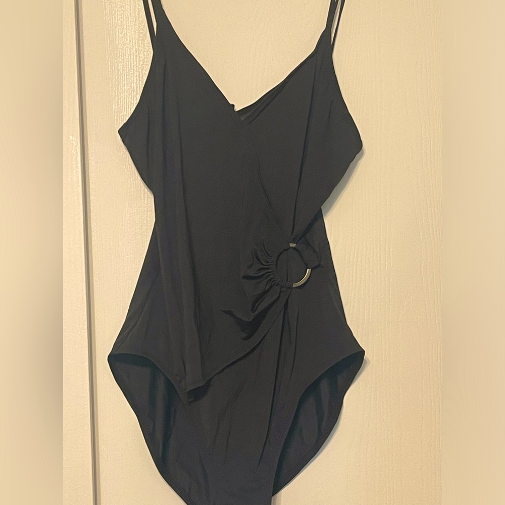Suddenly Slim by Anne Cole swimsuit one piece black size 14